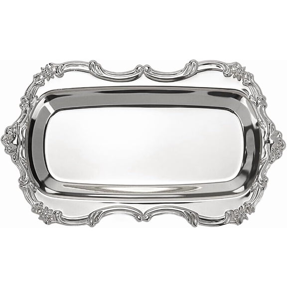CATPAN Small Fancy Serving Tray Tea Coffee Silver Tray Vintage Jewelry Organizer Elegant Dessert Platter Candy Table Supplies for Birthday Party Wedding Silver, 7.87"x4.84"