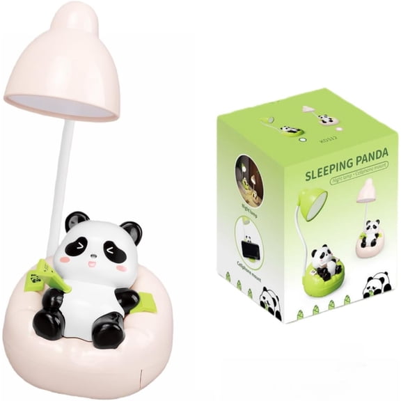 CATPAN Sofa Panda Night Light with Phone Stand & Storage, 3-Level Adjustable Warm White Glow, USB-C Rechargeable Bedside Lamp for Desk, Home Decor Gift for everybody (Pink)