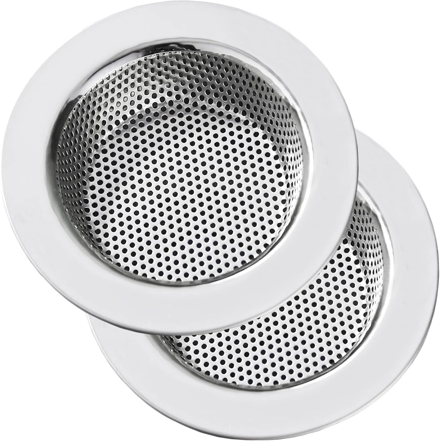 CATPAN Stainless Steel Kitchen Sink Strainer , 4.5" Large Wide Rim Drain Stopper, fits Most Sinks & Disposals, Micro-Perforated for Anti-Clogging(2 Packs)