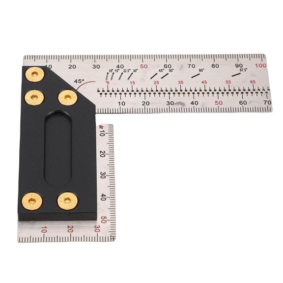 CATPAN Stainless Steel Woodworking Square Ruler,100mm / 3.94in Right Angle Measuring Tool with Marking Holes,Precision Layout Tool for Carpentry, DIY & Woodcraft