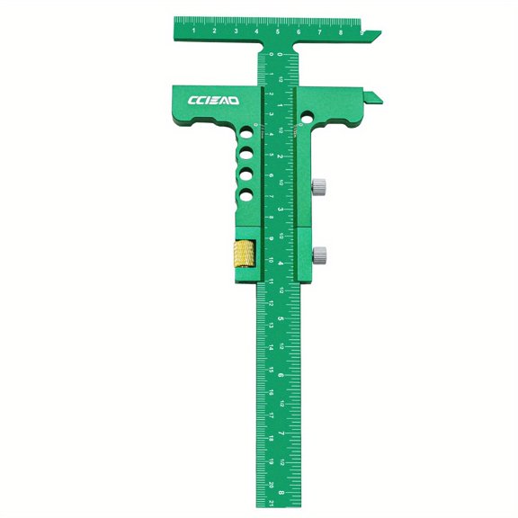 CATPAN T-Ruler Marking Gauge, 0-210 mm Adjustable Woodworking Layout Tool with Metric Scale, Brass Roller and Dual Locking Knobs, 229 mm Aluminum Ruler for Measuring and Scribing
