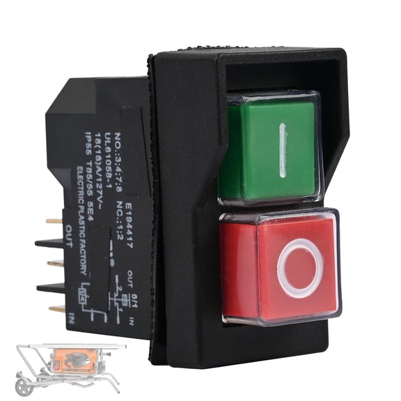 CATPAN Table Saw Push Button Switch 6-Pins,Power On/Off Pushbutton Switch,089240028147 Compatible with Ridgid R4514T Ryobi RTS08 RTS12 RTS23(18A 127V T85/55)