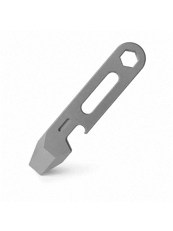 Titanium Alloy Pry Bar Multi Tool, 80 mm EDC Pocket Pry Tool with Bottle Opener, 8 mm Hex Wrench and Pry Tip, Compact Keychain Utility Bar for Camping, Hiking and Daily Carry