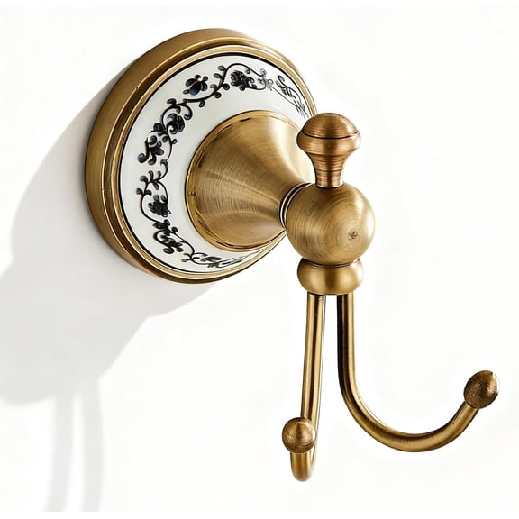 CATPAN Towel Hooks for Bathrooms, Wall Mounted Antique Brass Towel Holder, Heavy Duty Screw-in Coat Robe Hook for Kitchen, Bedroom,Hotel,Pool,Coat,Made of brass,Durable and easy to install(1PC)