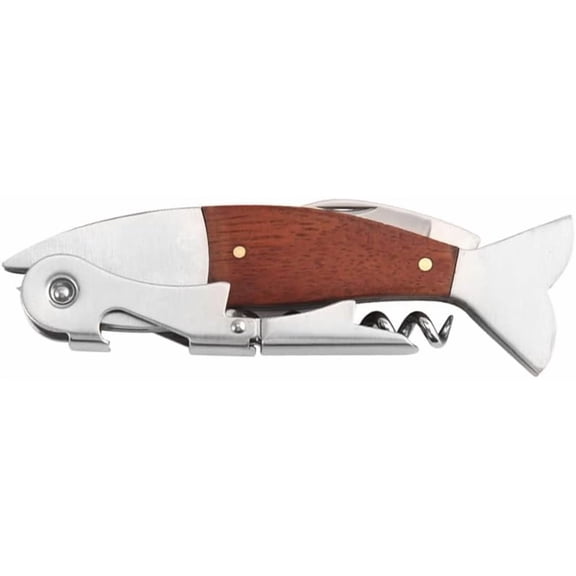 CATPAN Unique Fish Corkscrew, Professional Waiters Corkscrew Wine Key Bottle Opener,Manual Wine Key for Servers, Waiters, Bartenders and Home Use (Brown fish)