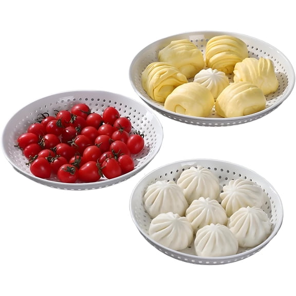 CATPAN Vegetable Steamer Basket, Premium Round porous ceramic steamer tray, for Kitchen and Outdoor Cooking Food,Steaming Asian Food, Bao Buns, Chinese, Dim Sum, Dumpling, Rice (Small (7.87"))