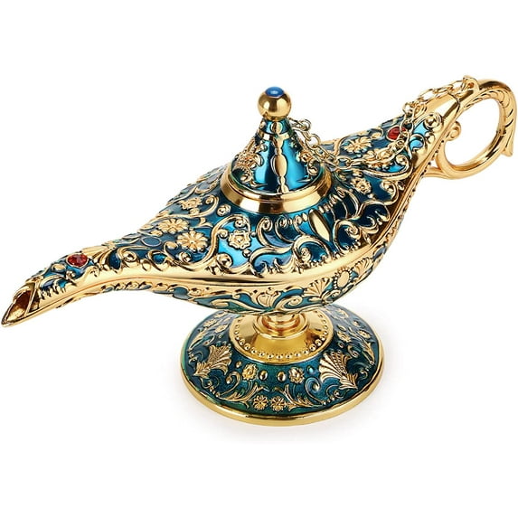 CATPAN Vintage Magical Legend Aladdin's Genie Lamp for Home /Wedding Table Decoration,Collectable Rare Classic Arabian Costume Props Lamp Pot &Gift for Party/Halloween/Birthday(Blue)