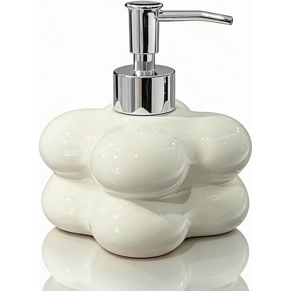 CATPAN White Ceramic Soap Dispenser, Bathroom Hand Soap Dispenser Cloud Design Hand Lotion Dispenser Refillable Pump Bottle,Versatile use as a shampoo, lotion, or soap dispenser for Kitchen Bathroom