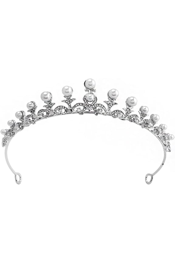 Women Luxury Wedding Bridal Pearl Crown Diana Hair Band Headdress Tiara For Wedding Quinceanera Pageant Prom Party Birthday