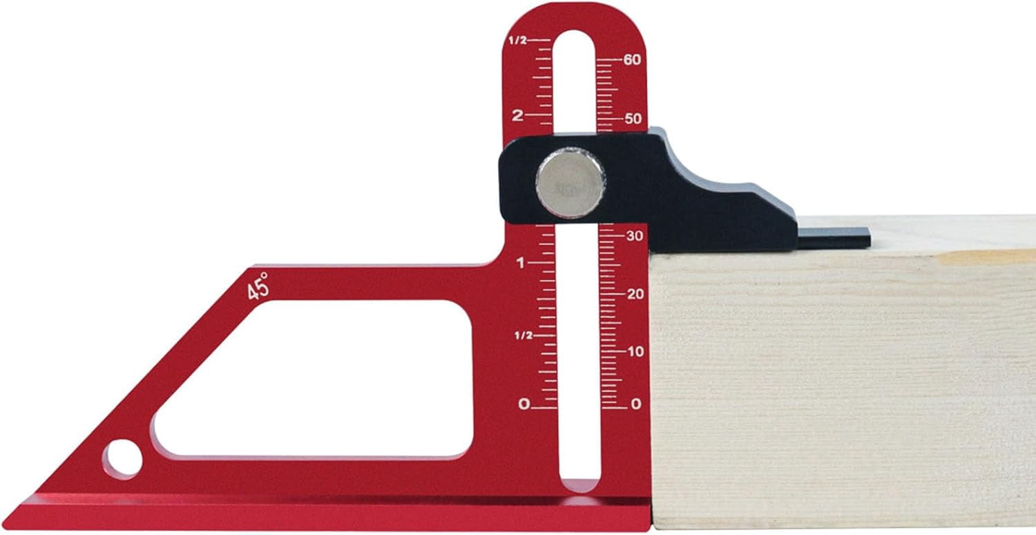 CATPAN Woodworking Height Gauge, 0 to 60mm 45° Tablesaw Depth Measuring Ruler, Woodworking Setting Gauge Depth Gauge for Router Table Drill, Table Saw