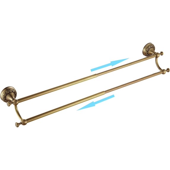 CATPAN antique brass towel bar,Adjustable Expandable Vintage Brass Towel Bar, 15.2-27.8 Inch Wall Mount, Antique Brass Bathroom Accessories