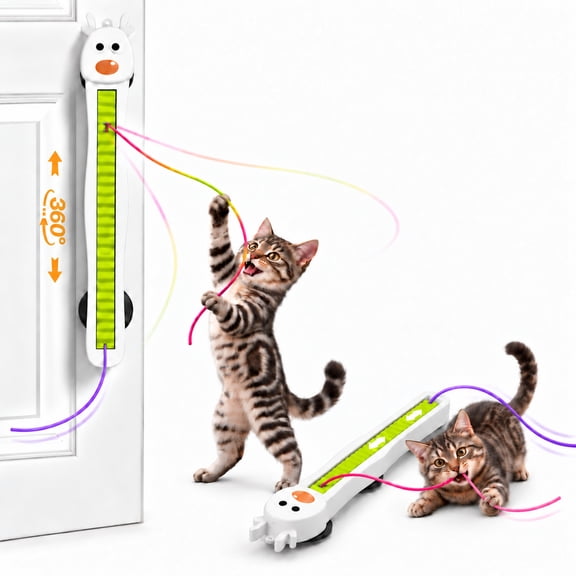 CATPICK Interactive Cat Toy for Indoor Cats, Automatic Door-Mounted 360° Swinging Rope, Adjustable Speeds, Hands-Free Play, Rechargeable, White