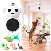 CATPICK Automatic Cat Laser Toy with Moving Feather Wand, 2-in-1 Interactive Door Hanging Kitten Toy, 2 Speeds, USB Rechargeable, White