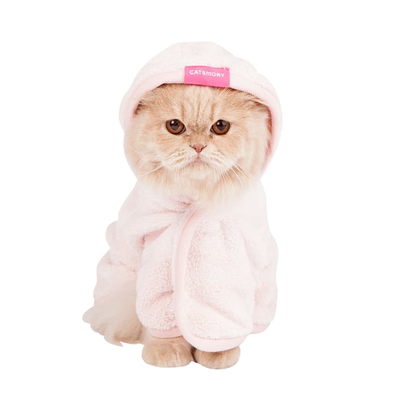 CATSMORY] Microfiber Bath Gown for Small Dog and Cat Bath Robe Towel, Quick Drying, Microfiber Towel (Medium)