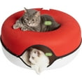 thumbnail image 1 of Cattasaurus Peekaboo Indoor Cat Cave Tunnel Bed, Large, Ruby Snowball, 1 of 8