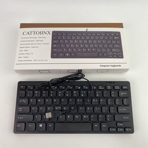 CATTOIINX Computer keyboards,Mini Wired KeyboardUltra Thin and Light Portable 78 Keys USB Desktop, Laptop