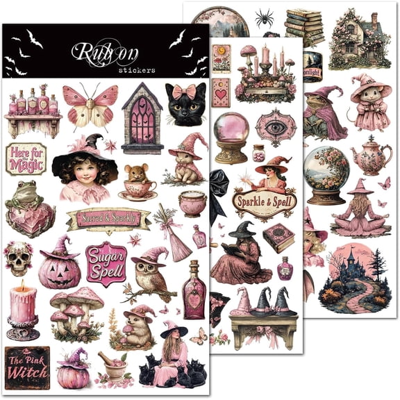 CATaireen Witch Rub on Transfer Stickers for Adults Craft Scrapbook Spring Press Decal DIY Paper Fabric Wood Decorations