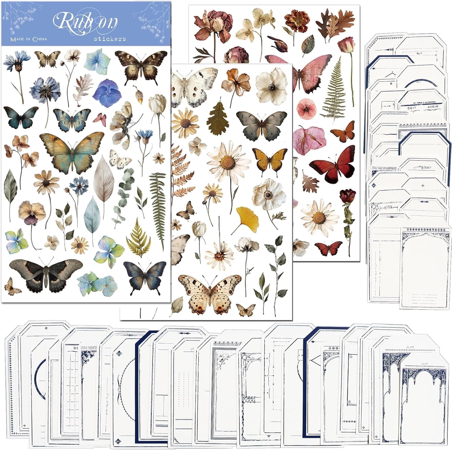 CATaireen Rub on Transfer Stickers Fit Paper Wood Fabric Fairy Elements Scrapbooking Supplies Art Collage Card Making Vintage Junk Journal Set for Adults