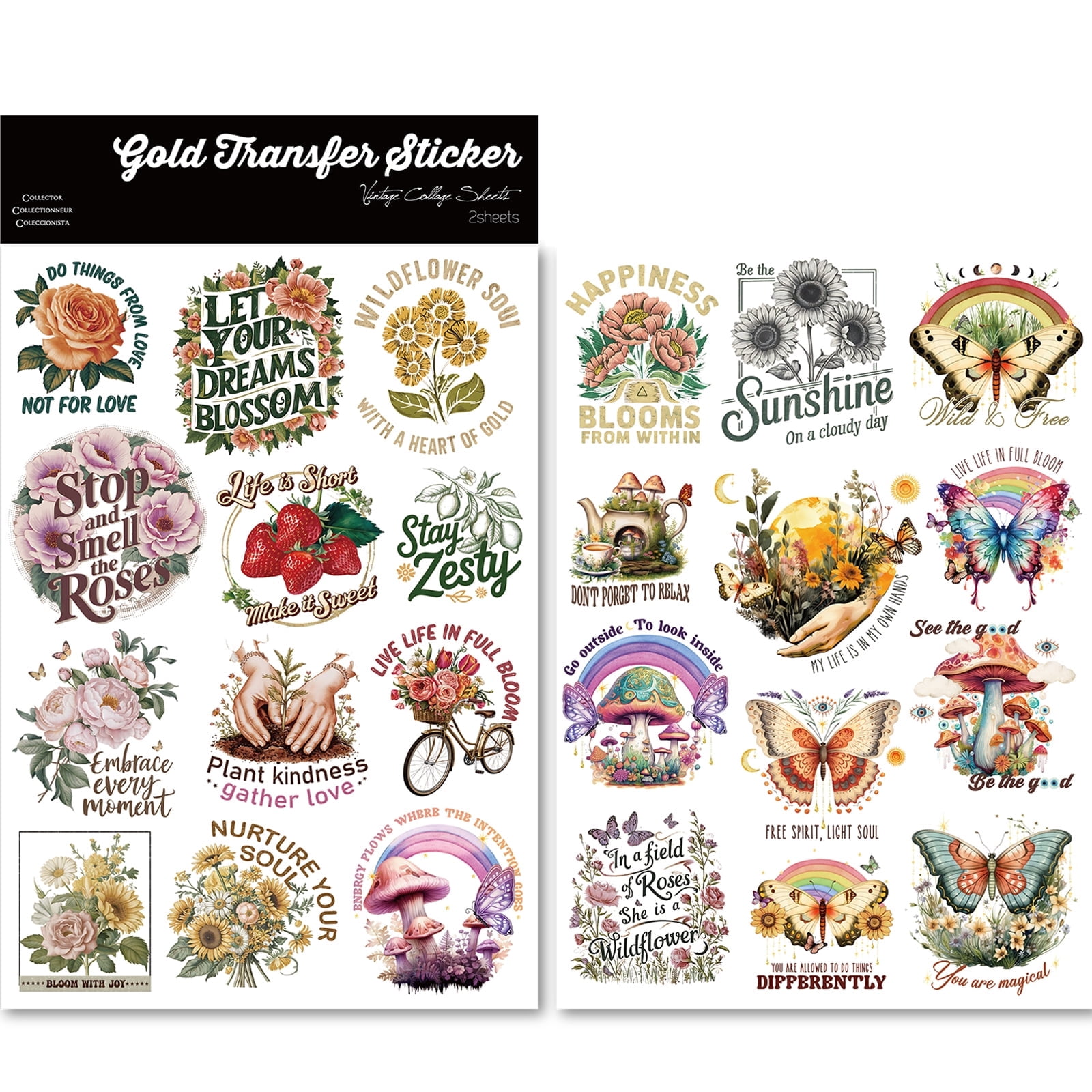 CATaireen Vintage UV-DTF Cold Transfer Stickers Crystal Rub On Decals ...