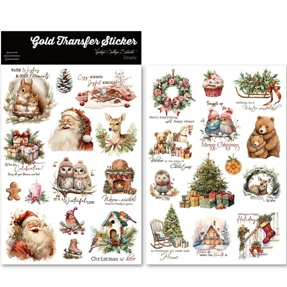 CATaireen Vintage UV-DTF Cold Transfer Stickers Crystal Rub On Decals Craft Supplies for Glass Acrylic Wood Stone