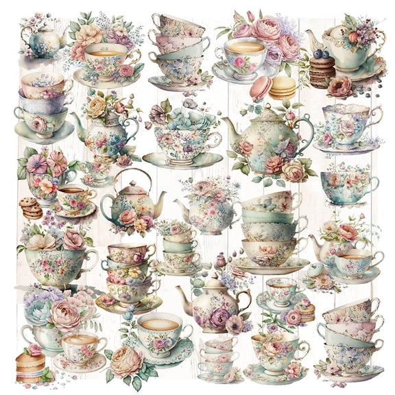 CATaireen Vintage Vellum Stickers Floral Plants Elements Scrapbooking Supplies Flowers Botanic Natural Translucent Paper Self-Adhesive Junk-Journal Items