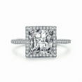 thumbnail image 1 of CAUER 14K White Gold Plated Princess & Round Moissanite Halo Ring for Women – Statement Jewelry Gift with Certificate & Lifetime Warranty, 1 of 5