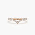 thumbnail image 1 of CAUER 18K Rose Gold Plated Baguette & Round Moissanite Chevron Band Ring for Women – Elegant Statement Jewelry Gift with Certificate & Lifetime Warranty, 1 of 6