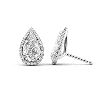 CAUER INDIA Pear Cut Moissanite Stud Earrings for Women, 925 Sterling Silver, 14K White Gold Plated, Prong & Pave Setting, VVS1-VVS2 – Elegant Jewelry with 6-Month Warranty