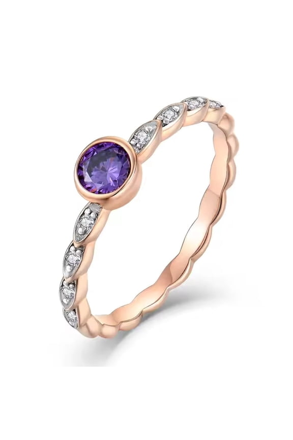 Amethyst Statement Ring – 18K Rose Gold Plated, VVS Clarity, Anniversary Gift, 6-Month Warranty Included