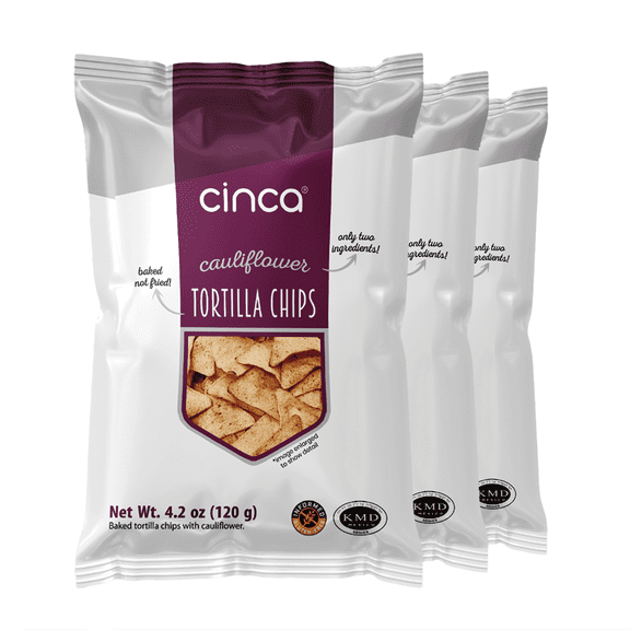 Cinca Cauliflower Chips, Pack of 3 Bags x 4.2 oz, Gluten-Free