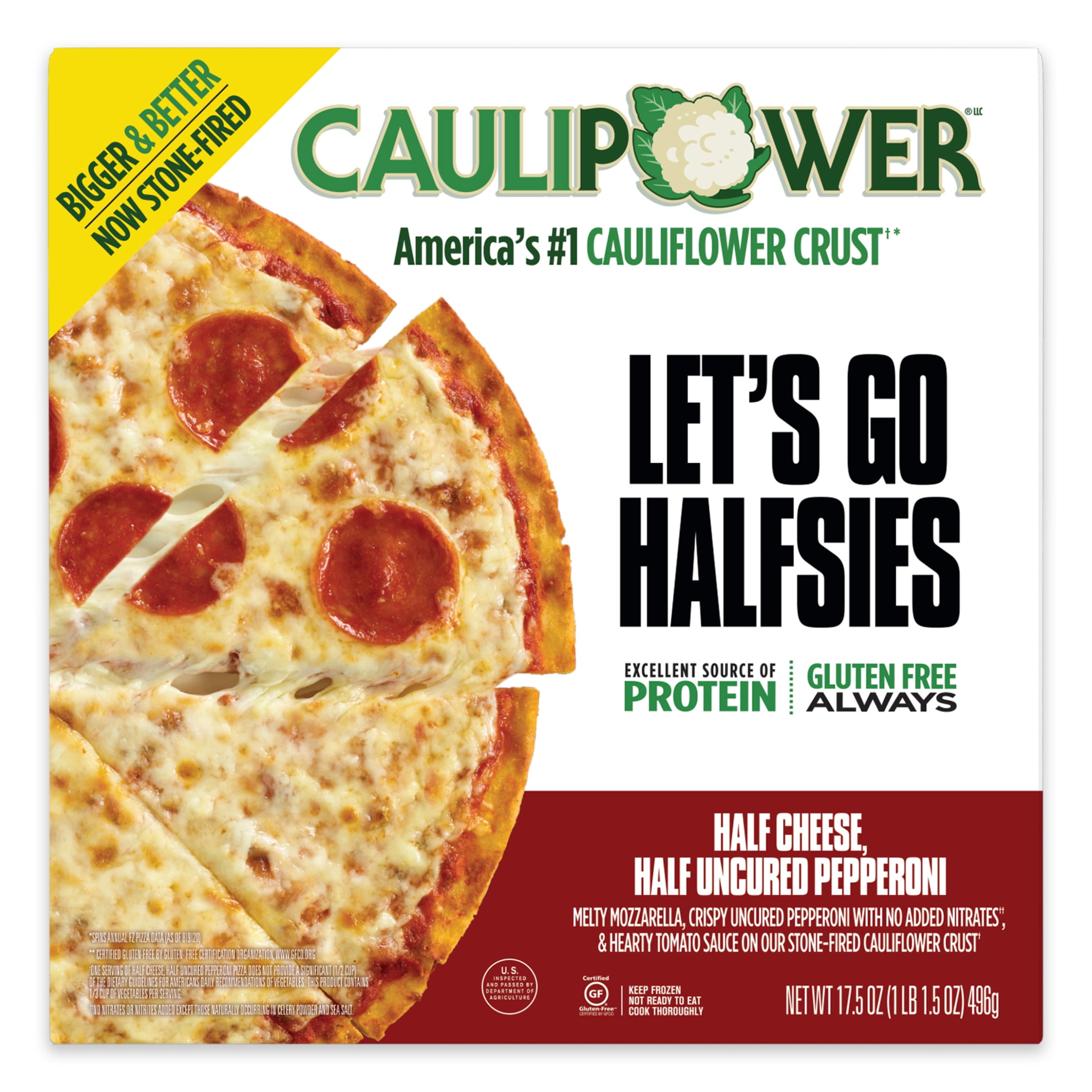 CAULIPOWER, Cauliflower Crust Half Cheese, Half Pepperoni Pizza, 17.5