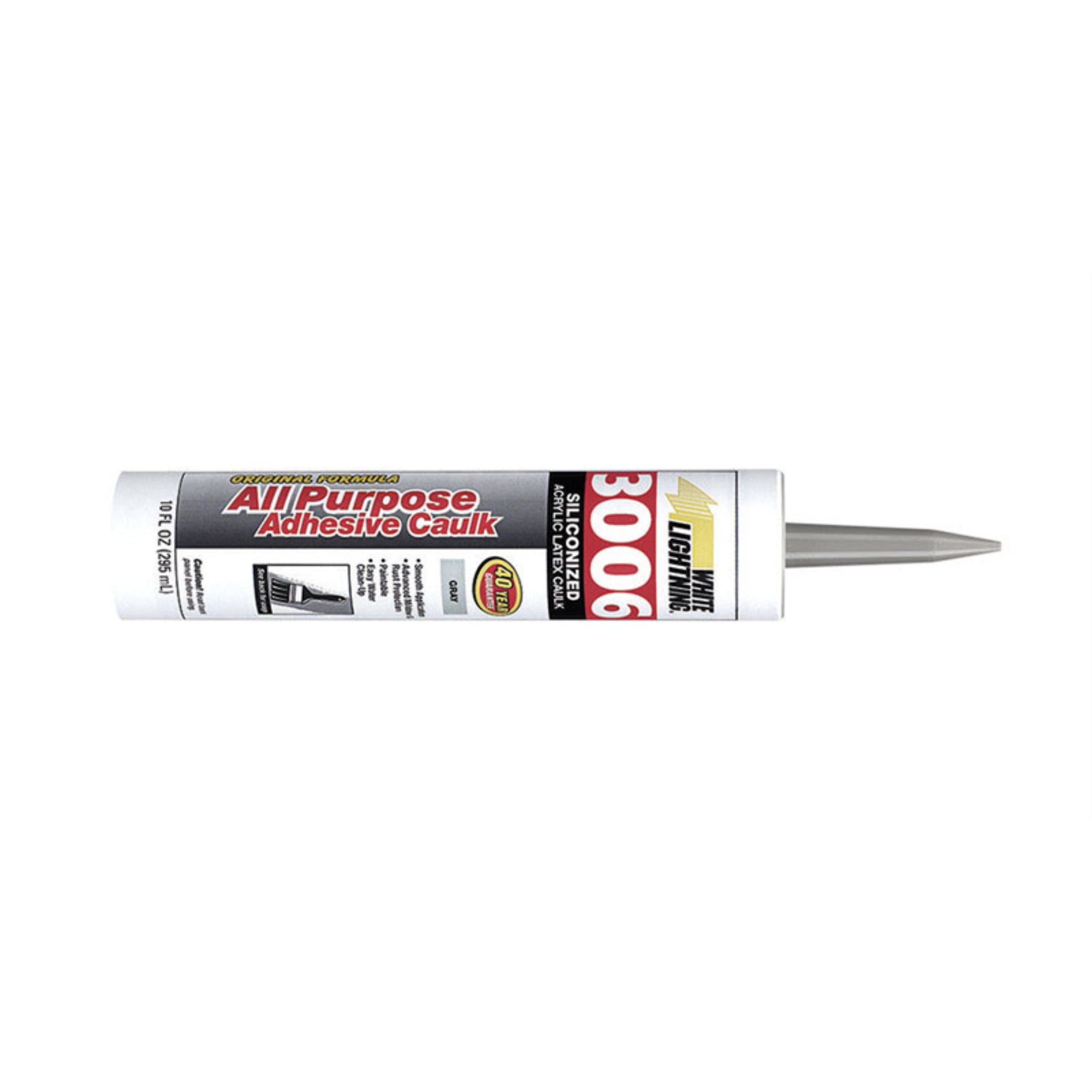 White Lightning W12004010 All Purpose Adhesive Caulk, 10 oz, Cartridge