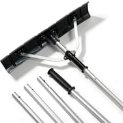 CAURHQSX 20FT 25" Wide Extendable Aluminum Snow Roof Rake, PC Black