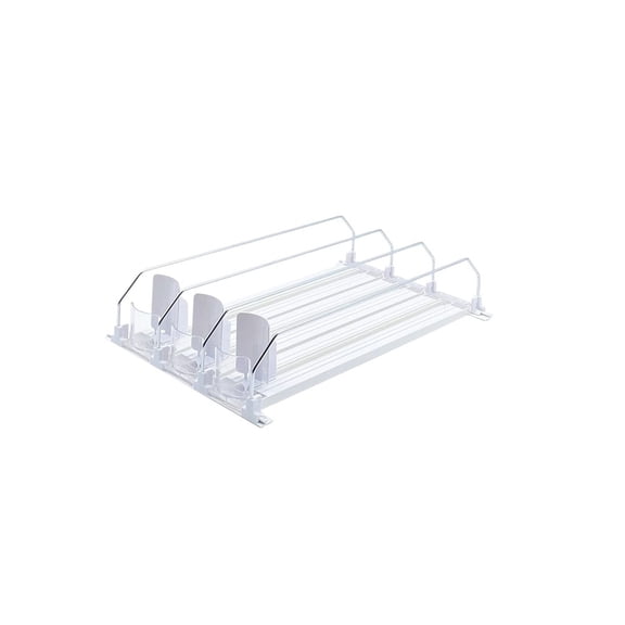 CAURHQSX Canned Beverage Push Rack Drink Organizer Dispenser Spring Push Adjustable Width Storage Shelf E-shaped Glide for Kitchen Fridge