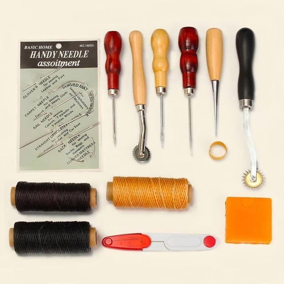 CAURHQSX Professional Leather Craft Tools Kit Home Hand Sewing Stitching Punch Carving Work Saddle Leathercraft Accessories