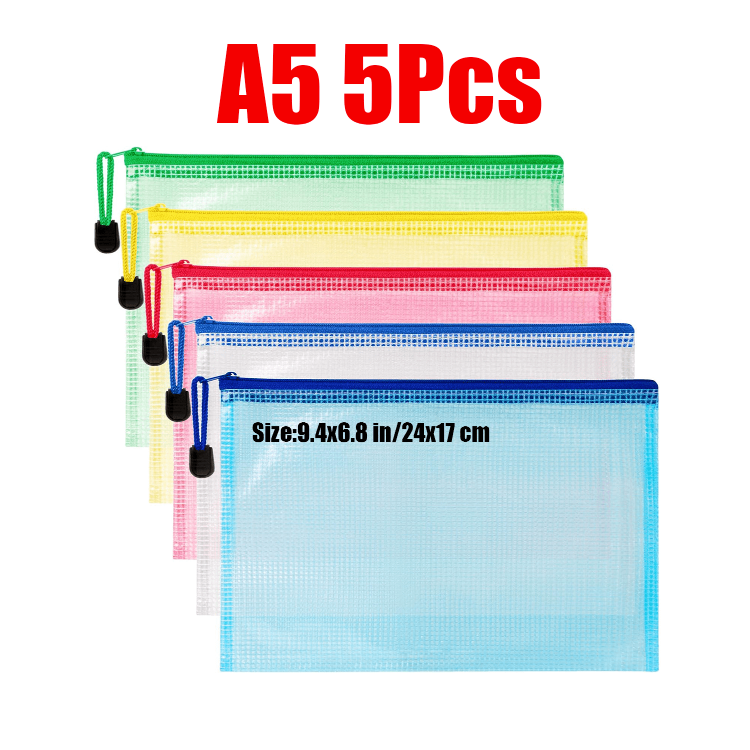 CAURHQSX Zipper Documents Bag A4/A5 Plastic Folders A3 Transparent ...