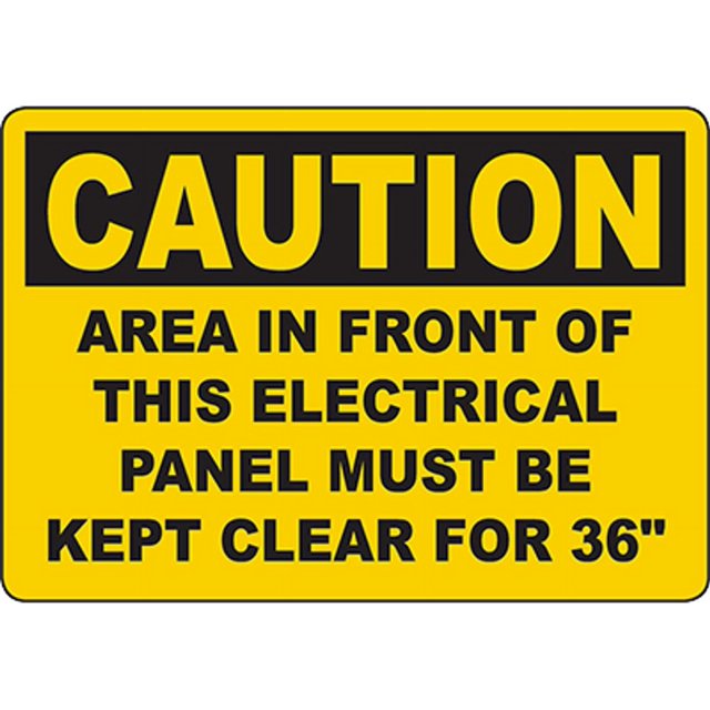 CAUTION Electrical Panel Kept Clear For 36" Sign Safety Signs Caution