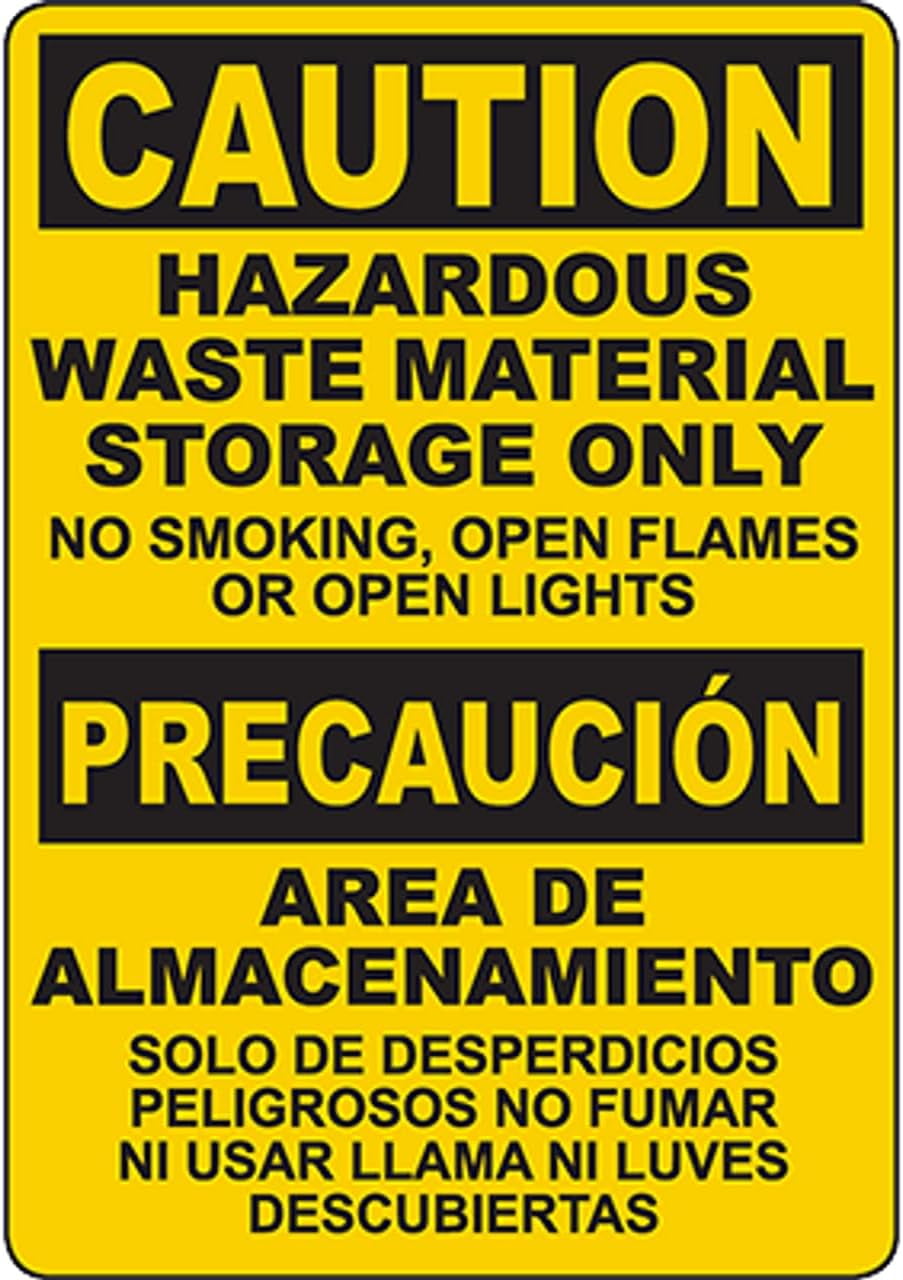 CAUTION Hazardous Waste Material Storage Only Bilingual Sign Safety