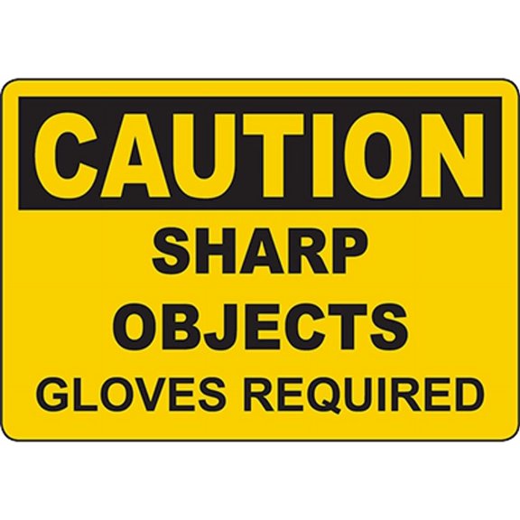 CAUTION Sharp Objects Gloves Required Sign - 772 Metal Sign 8x12 Inch Notice Danger Warning for Outdoor & Indoor