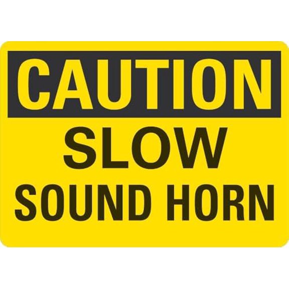 CAUTION Slow Sound Horn Sign - 8"x12" Metal Sign - Tin Warning Plaque for Indoor & Outdoor Use