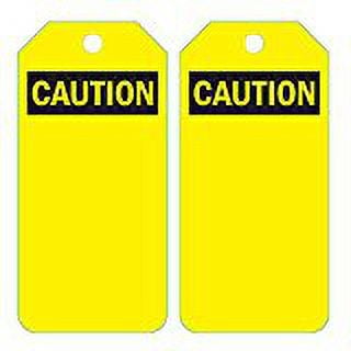 CAUTION Tags, 6-1/4" x 3", Yellow Vinyl - Box of 100