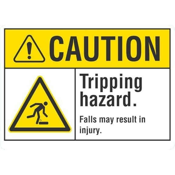 CAUTION Tripping Hazard Sign - 8"x12" Metal Sign - Tin Warning Plaque for Indoor & Outdoor Use