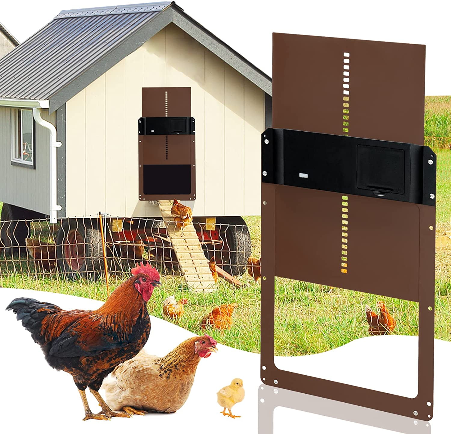 CAUTUM Automatic Chicken Coop Door with Light Sensor, Sensitive Lifting