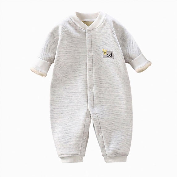 CAUYDY 0 3 6 9 12 18 24 Months Baby Boy Gift Newborn Sleepers Preemie Clothing Fall Winter Long Sleeve Romper Infant Boys Bodysuit Toddler Pajamas Grey for Sizes 9-12 Months