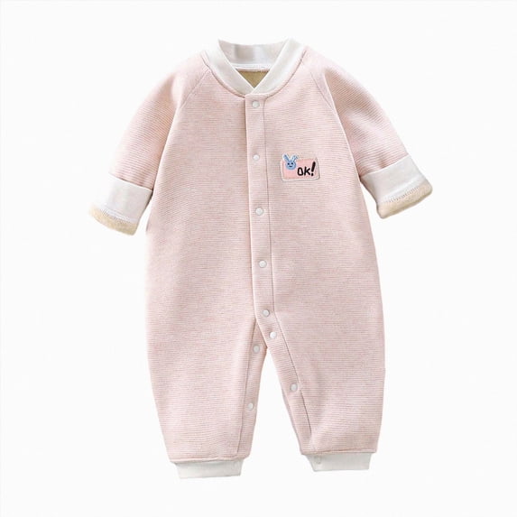 CAUYDY 0 3 6 9 12 18 24 Months Baby Boy Gift Newborn Sleepers Preemie Clothing Fall Winter Long Sleeve Romper Infant Boys Bodysuit Toddler Pajamas Pink for Sizes 0-3 Months