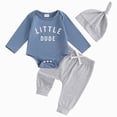thumbnail image 1 of CAUYDY 0 3 6 9 Months 1T 2T Baby Boy Cute Clothing Set Infant Boys Long Sleeve Bodysuit Newborn Fall Winter Romper Preemie Outfit Sizes 3-6 Months,Blue, 1 of 6