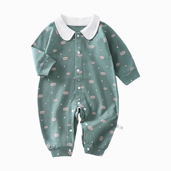 CAUYDY 0-3M 6-9M 12-18M Baby Boy Gift Newborn Clothing Preemie Long Sleeve Romper Infant Boys Sleepers Fall Winter Toddler Bodysuit Pajamas Dark Green for Sizes 9-12 Months