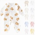 thumbnail image 1 of CAUYDY 0-3M 6-9M 12-18M Baby Girls Bodysuit Newborn Clothing Preemie Long Sleeved Romper Fall Winter Infant Girl Cute Pjs Toddler Sleepers Sizes 1-3 Months,White, 1 of 4