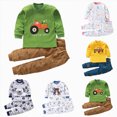 thumbnail image 1 of CAUYDY 12M 18M 24M Toddler Boys Pajamas Baby Clothes Newborn Sleepers Fall Winter Long Sleeve Tee Shirt and Elastic Pants Cute Set Infant Outfits for Boy Sizes 1-2 Years,Navy, 1 of 6