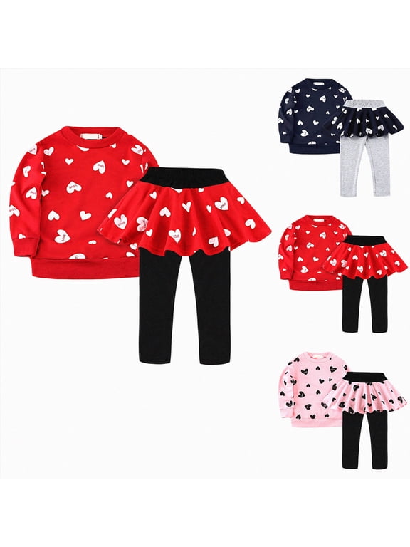 1T 2T 3T 4T 5T 6T 7T Kid Girl Princess Outfits Toddler Long Sleeved Shirt and Pants 2PCS Pretty Clothing Sets Gift for Kids Fall Winter Sizes 2-3 Years,Red